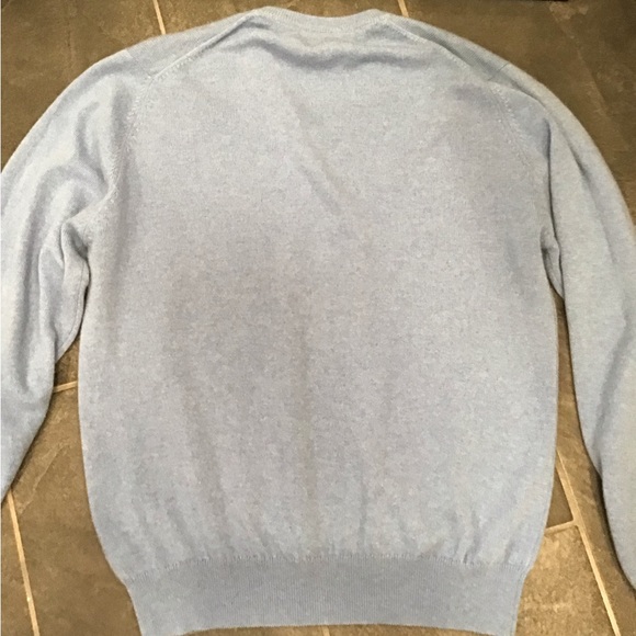 Brooks Brothers Mens 100% Cashmere Sweater Size XL Scottish V-Neck Pullover Blue - Picture 10 of 13